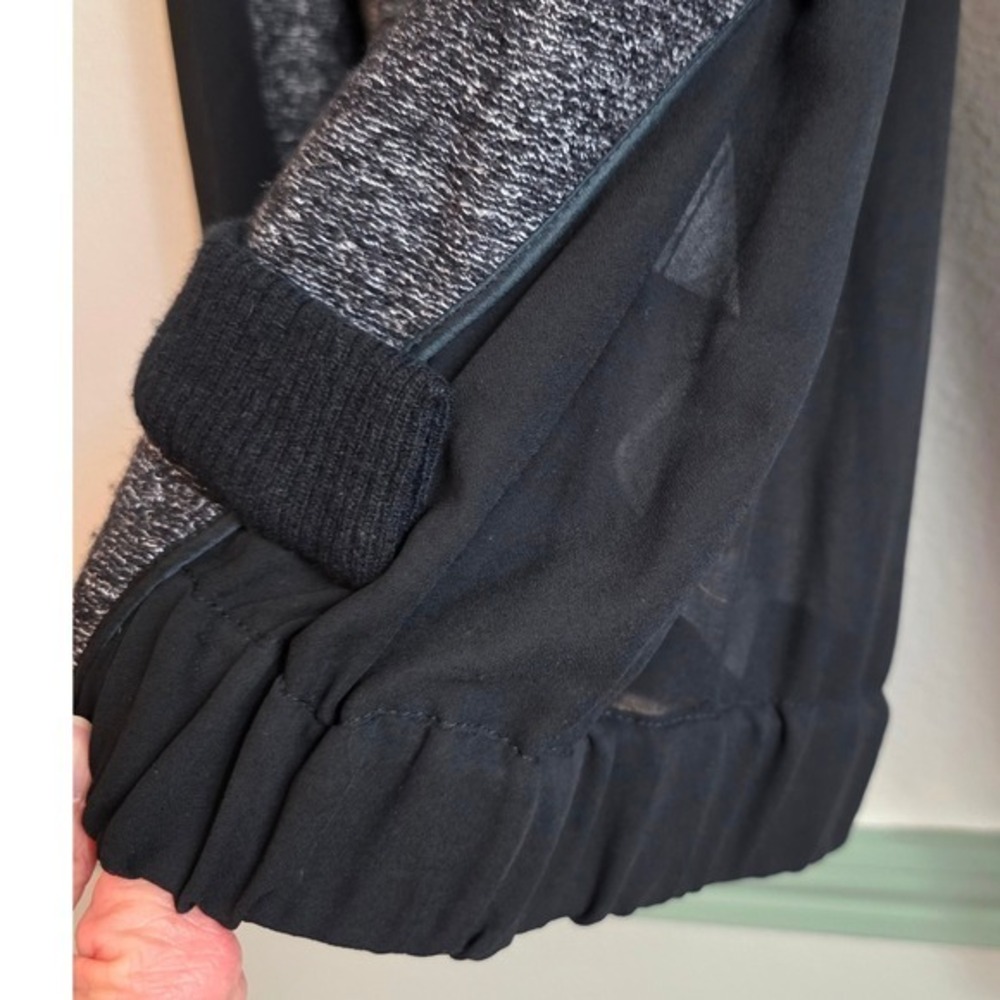O'2nd Jacket Women 6 Black Gray Wool Blend Mixed Media Sheer Sleeve 2AM3WJ040 - Picture 10 of 16